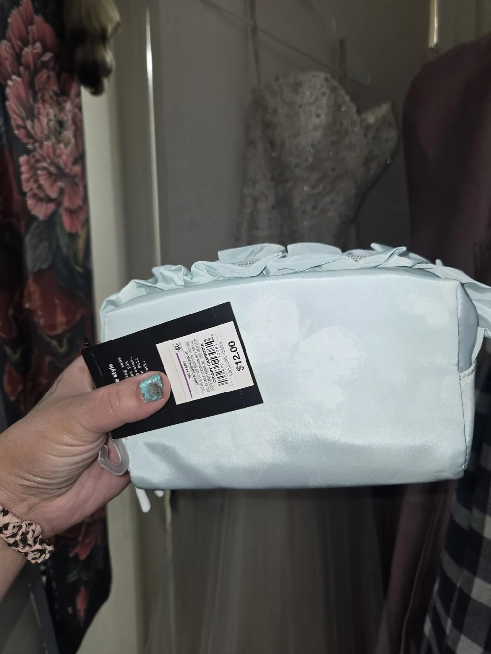 Target Light Blue Floral Ruffle Cosmetic Pouch